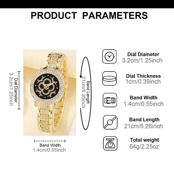 7PCS Set Women Luxury Casual Fashion Quartz Watch Necklace Earring Bracelet Ring